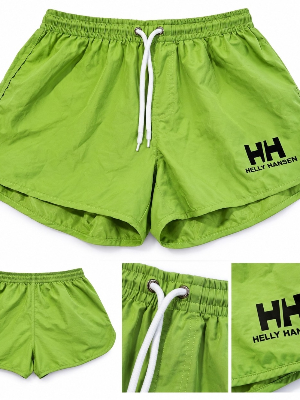Helly Hansen Women's Bright Green Athletic Shorts with White Drawstring